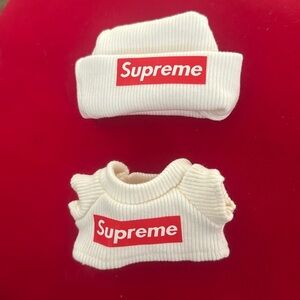 Labubu White Sweater & Beanie with Red Outfit Set